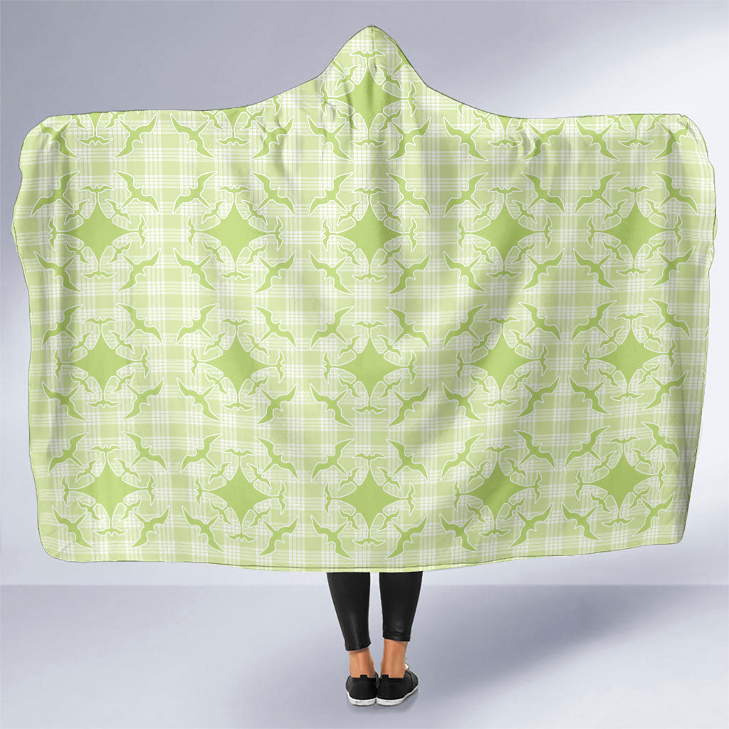 Omaomao Hawaii Iwa Bird Palaka Motifs Hooded Blanket LT14 One Size Green - Polynesian Pride