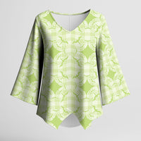 Omaomao Hawaii Iwa Bird Palaka Motifs Kimono Sleeve Blouse LT14 Female Green - Polynesian Pride