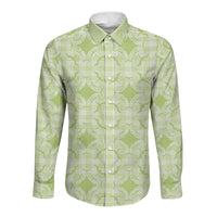 Omaomao Hawaii Iwa Bird Palaka Motifs Long Sleeve Button Shirt LT14 Unisex Green - Polynesian Pride