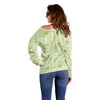 Omaomao Hawaii Iwa Bird Palaka Motifs Off Shoulder Sweater LT14 - Polynesian Pride