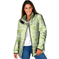 Omaomao Hawaii Iwa Bird Palaka Motifs Padded Jacket LT14 Women Green - Polynesian Pride