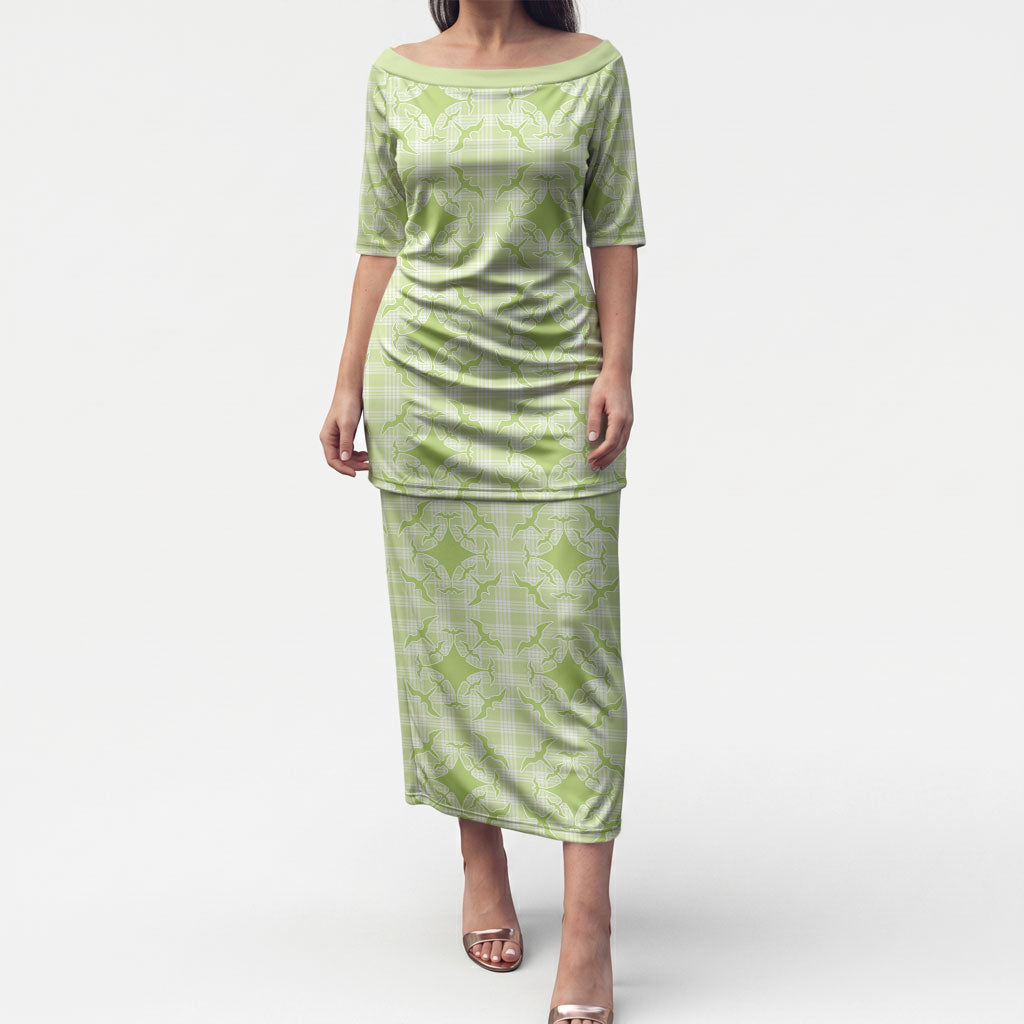 Omaomao Hawaii Iwa Bird Palaka Motifs Puletasi LT14 Long Dress Green - Polynesian Pride