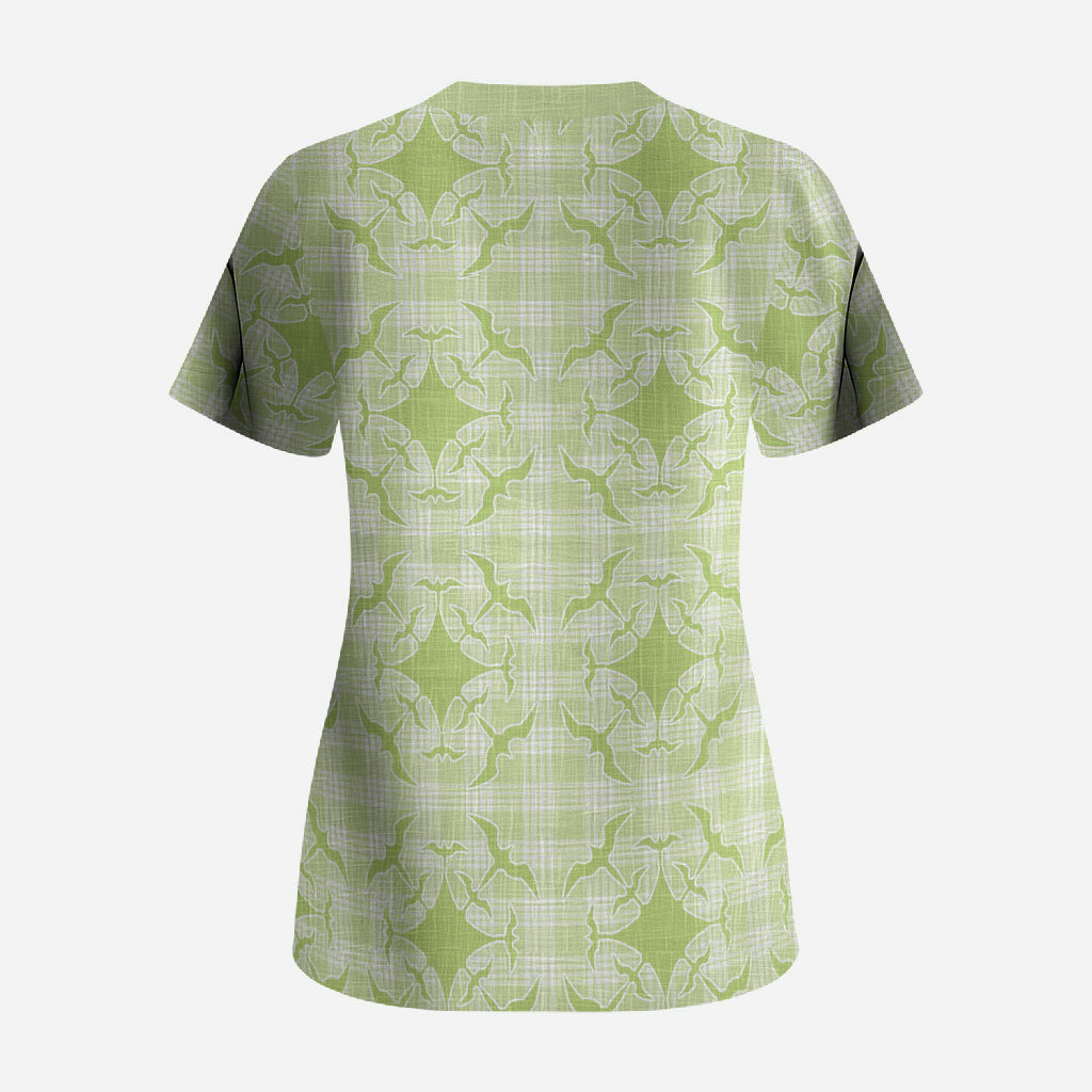 Omaomao Hawaii Iwa Bird Palaka Motifs Scrub Top LT14 - Polynesian Pride