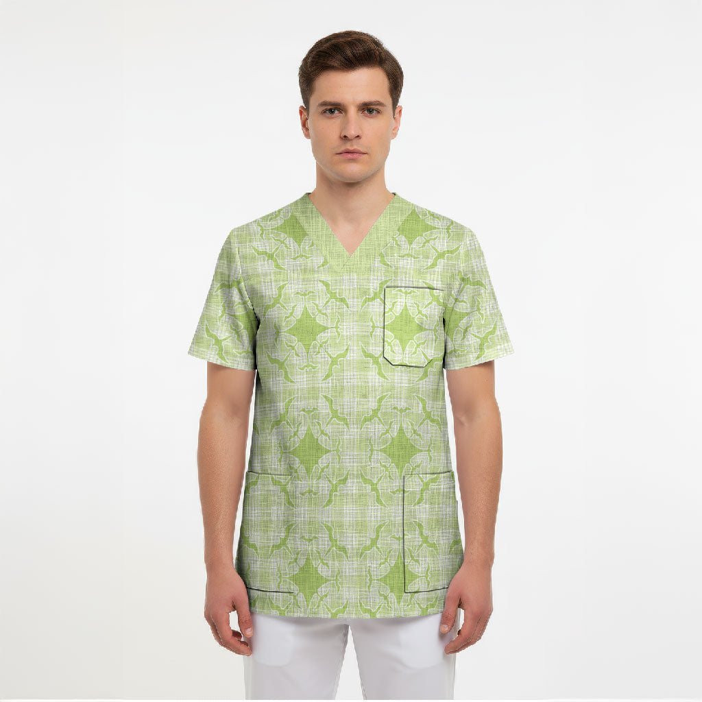 Omaomao Hawaii Iwa Bird Palaka Motifs Scrub Top LT14 - Polynesian Pride