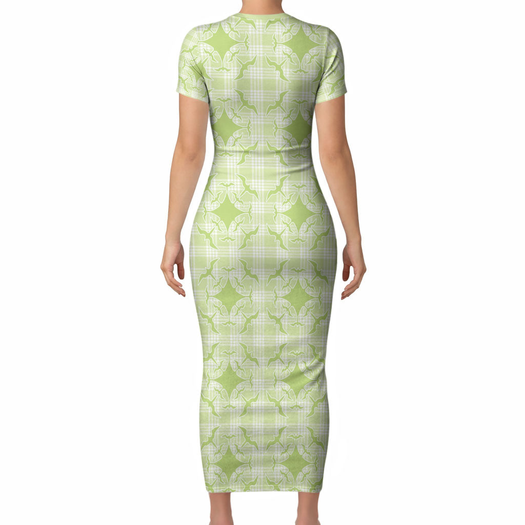 Omaomao Hawaii Iwa Bird Palaka Motifs Short Sleeve Bodycon Dress LT14 - Polynesian Pride