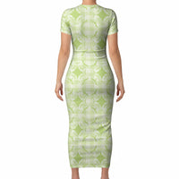 Omaomao Hawaii Iwa Bird Palaka Motifs Short Sleeve Bodycon Dress LT14 - Polynesian Pride
