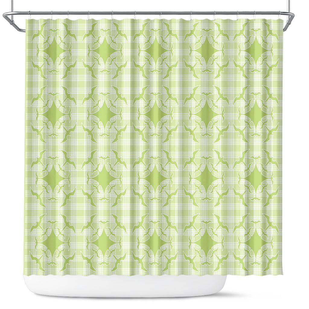 Omaomao Hawaii Iwa Bird Palaka Motifs Shower Curtain LT14 Green - Polynesian Pride