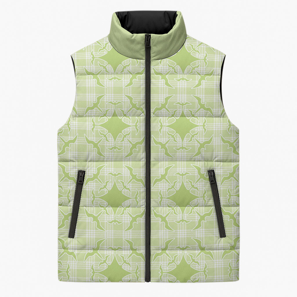 Omaomao Hawaii Iwa Bird Palaka Motifs Sleeveless Puffer Jacket LT14 Unisex Green - Polynesian Pride