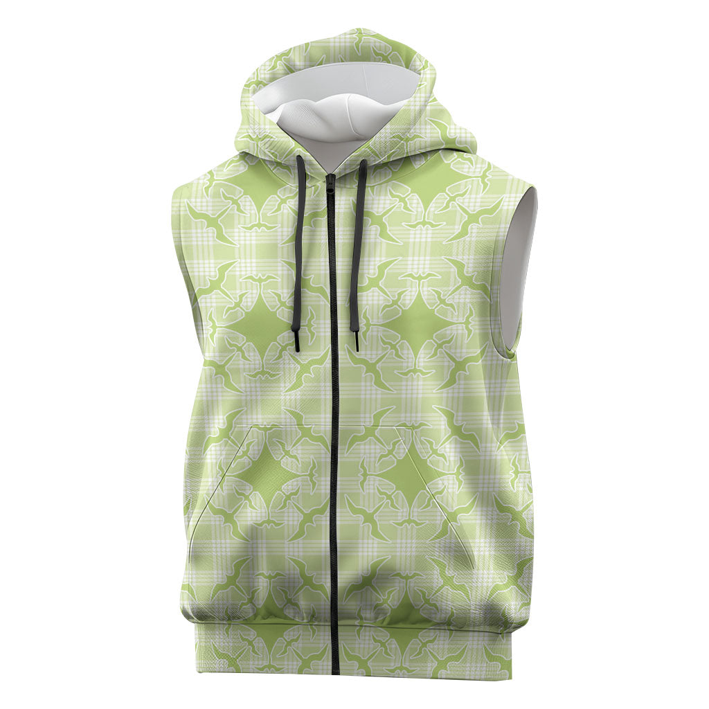 Omaomao Hawaii Iwa Bird Palaka Motifs Sleeveless Zip Hoodie LT14 Green - Polynesian Pride