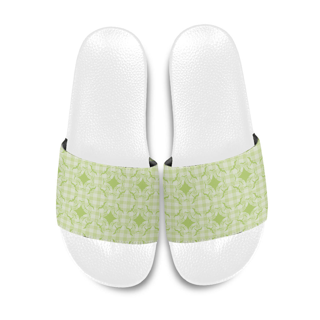 Omaomao Hawaii Iwa Bird Palaka Motifs Slide Sandals LT14 Green - Polynesian Pride