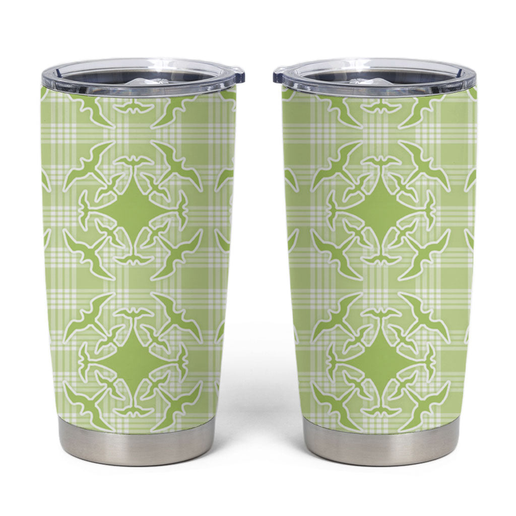 Omaomao Hawaii Iwa Bird Palaka Motifs Tumbler Cup LT14 Green - Polynesian Pride