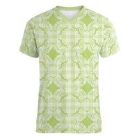 Omaomao Hawaii Iwa Bird Palaka Motifs Women V-Neck T-Shirt LT14 Female Green - Polynesian Pride