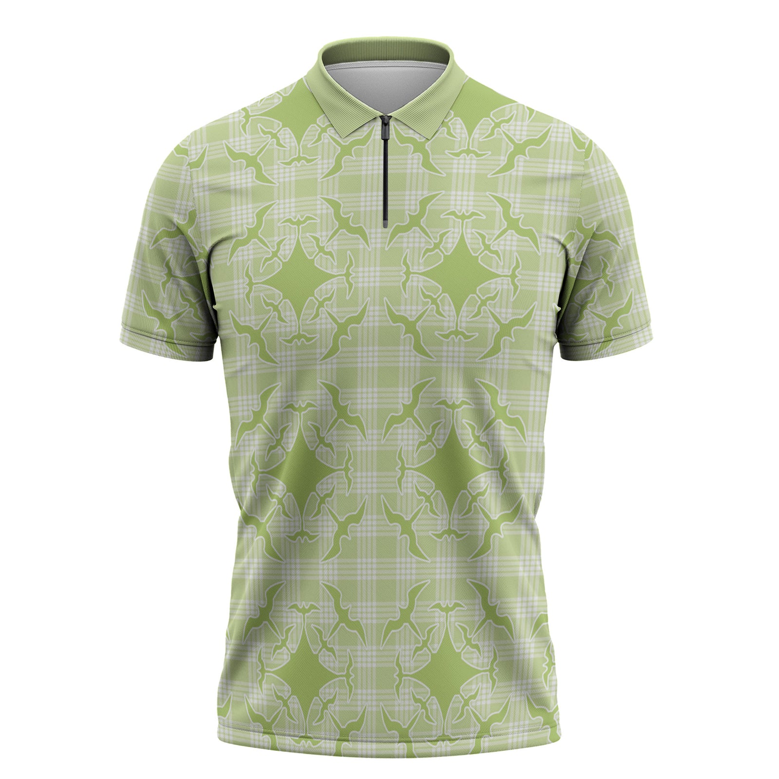 Omaomao Hawaii Iwa Bird Palaka Motifs Zipper Polo Shirt