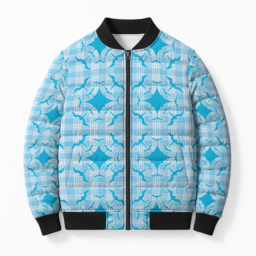 Polu Hawaii Iwa Bird Palaka Motifs Bomber Puffer Jacket LT14 Unisex Blue - Polynesian Pride