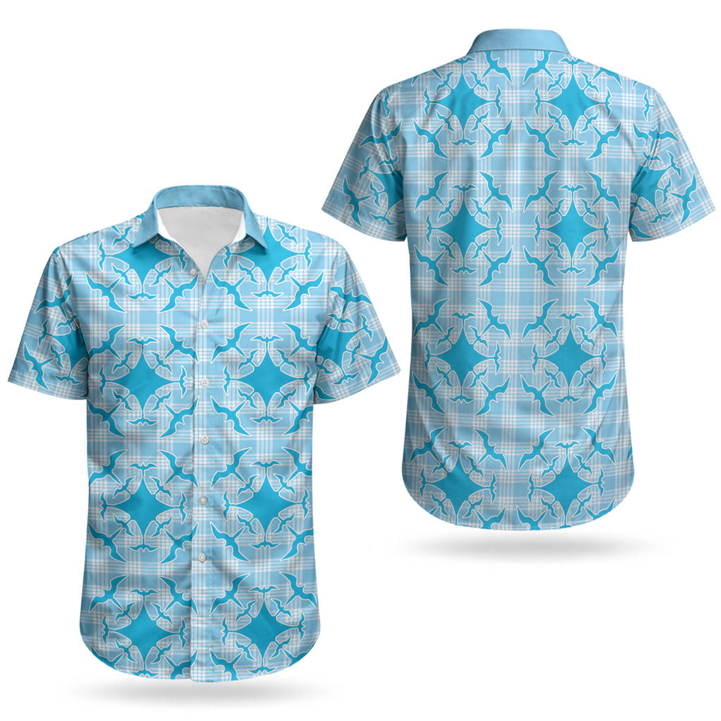 Polu Hawaii Iwa Bird Palaka Motifs Couples Matching Long Sleeve Bodycon Dress and Hawaiian Shirt LT14 - Polynesian Pride