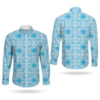 Polu Hawaii Iwa Bird Palaka Motifs Couples Matching Off Shoulder Maxi Dress and Long Sleeve Button Shirt LT14 - Polynesian Pride