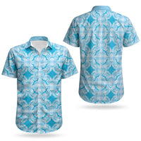 Polu Hawaii Iwa Bird Palaka Motifs Couples Matching Off The Shoulder Long Sleeve Dress and Hawaiian Shirt LT14 - Polynesian Pride