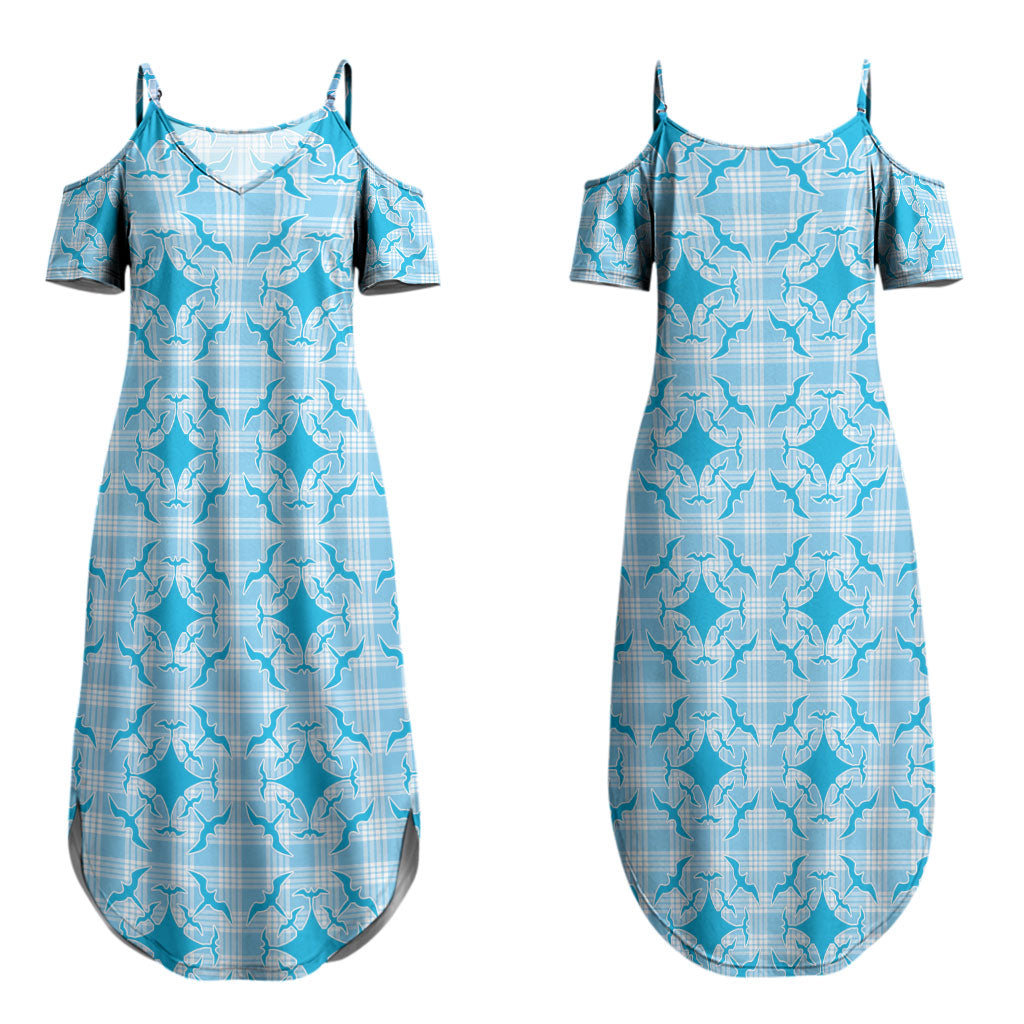 Polu Hawaii Iwa Bird Palaka Motifs Couples Matching Summer Maxi Dress and Long Sleeve Button Shirt LT14 - Polynesian Pride