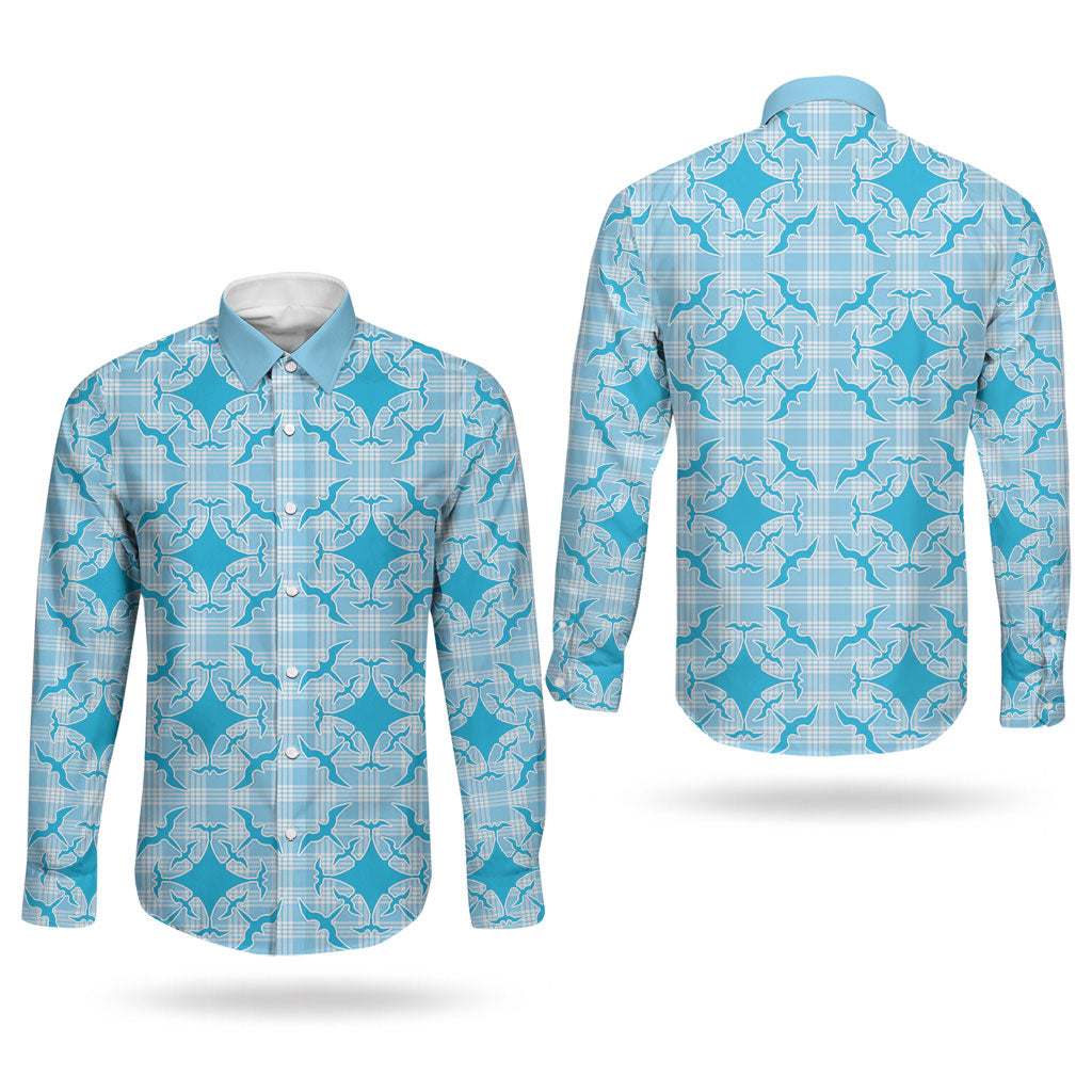 Polu Hawaii Iwa Bird Palaka Motifs Couples Matching Tank Maxi Dress and Long Sleeve Button Shirt LT14 - Polynesian Pride