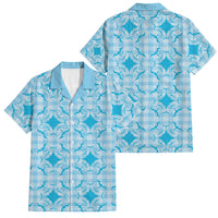 Polu Hawaii Iwa Bird Palaka Motifs Family Matching Short Sleeve Bodycon Dress and Hawaiian Shirt LT14 Dad's Shirt - Short Sleeve Blue - Polynesian Pride