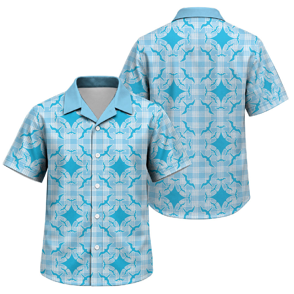 Polu Hawaii Iwa Bird Palaka Motifs Family Matching Short Sleeve Bodycon Dress and Hawaiian Shirt LT14 Son's Shirt Blue - Polynesian Pride
