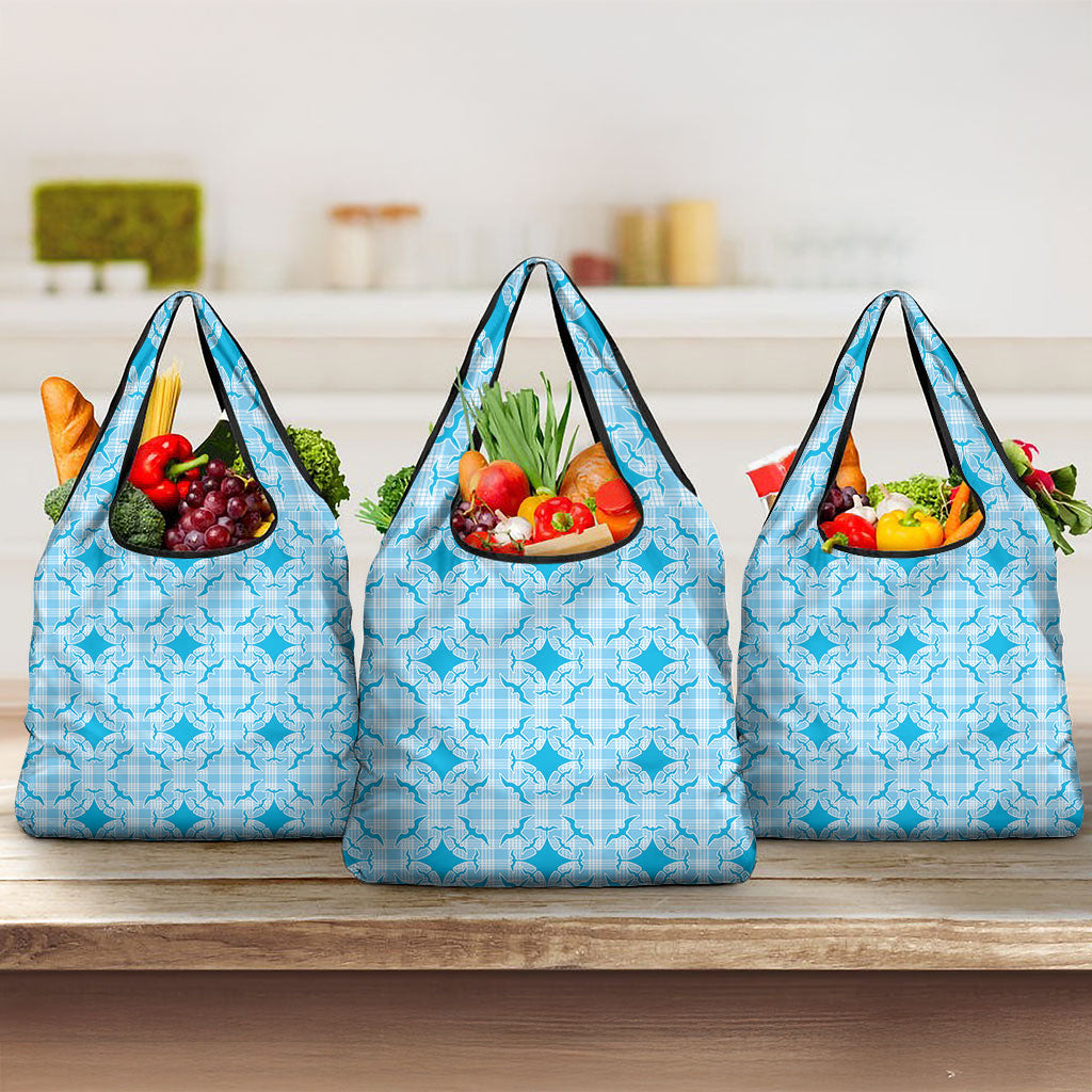 Polu Hawaii Iwa Bird Palaka Motifs Grocery Bag LT14 3-pack One Size Blue - Polynesian Pride