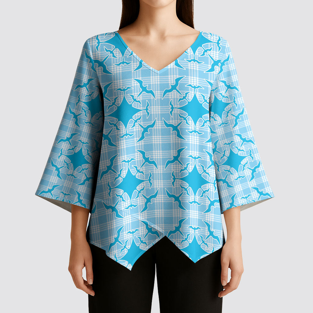 Polu Hawaii Iwa Bird Palaka Motifs Kimono Sleeve Blouse LT14 - Polynesian Pride