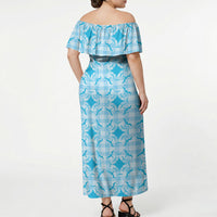 Polu Hawaii Iwa Bird Palaka Motifs Off Shoulder Maxi Dress LT14 - Polynesian Pride