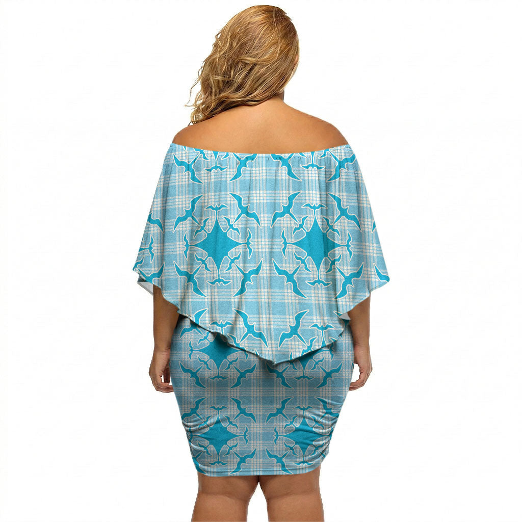 Polu Hawaii Iwa Bird Palaka Motifs Off Shoulder Short Dress LT14 - Polynesian Pride