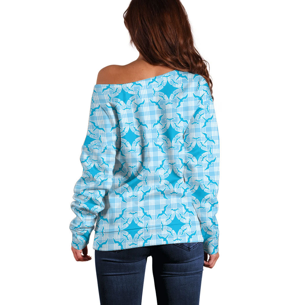 Polu Hawaii Iwa Bird Palaka Motifs Off Shoulder Sweater LT14 - Polynesian Pride