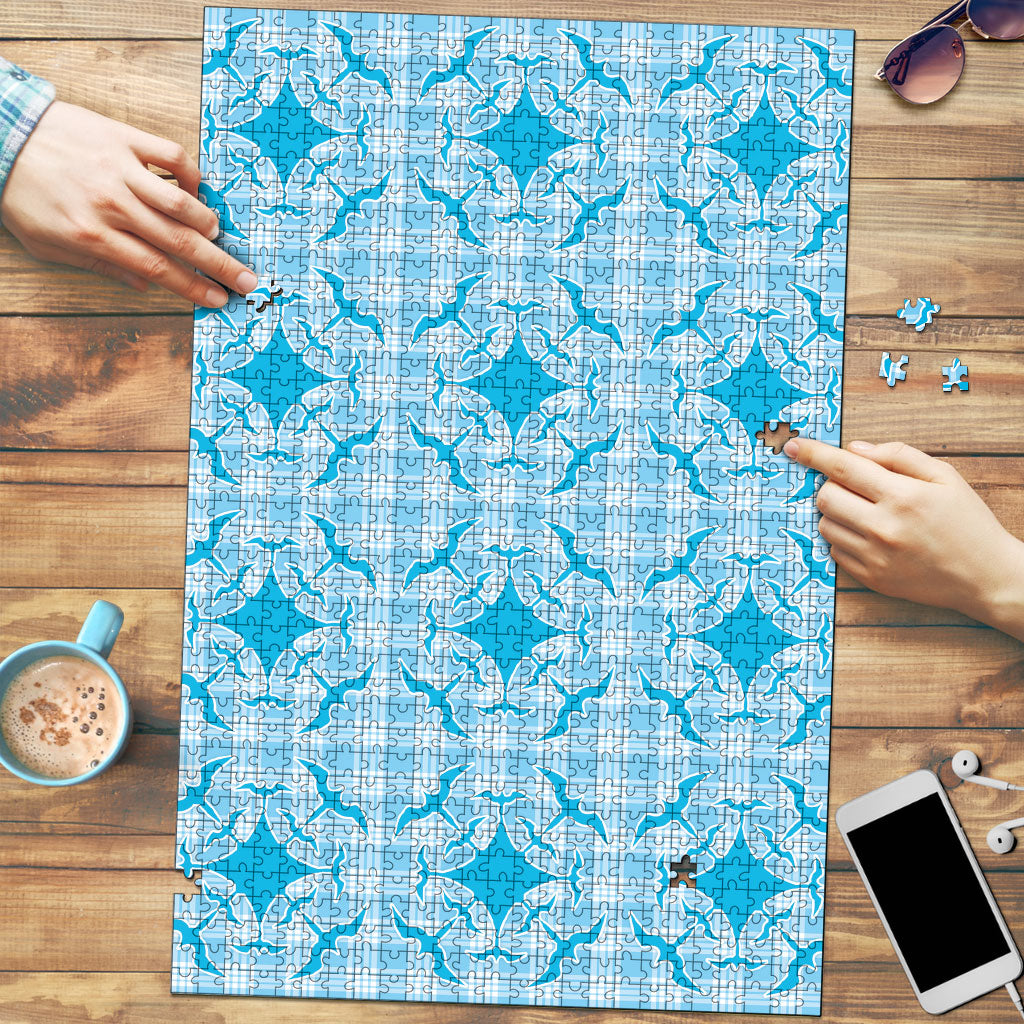 Polu Hawaii Iwa Bird Palaka Motifs Puzzle LT14 Blue - Polynesian Pride