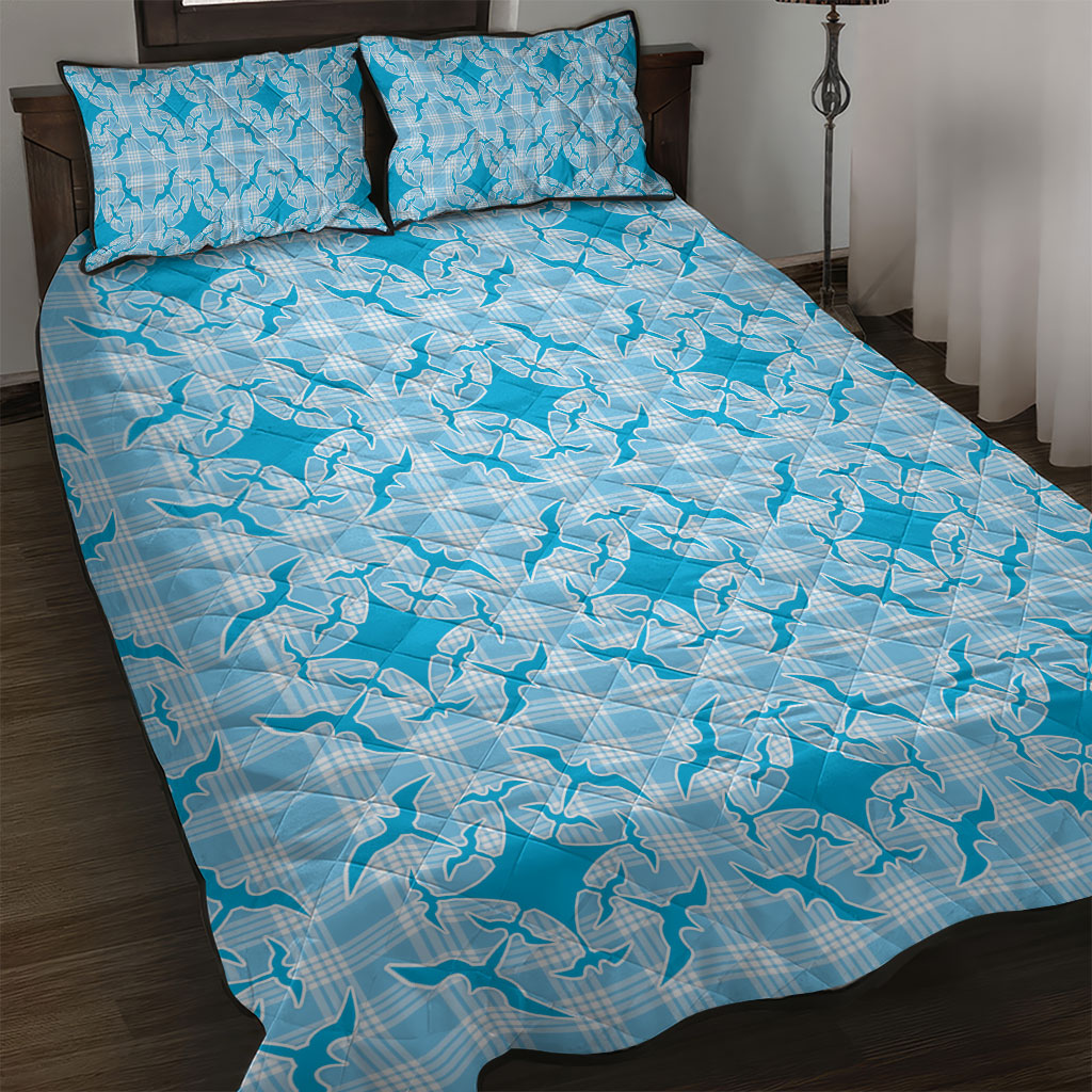 Polu Hawaii Iwa Bird Palaka Motifs Quilt Bed Set LT14 Blue - Polynesian Pride