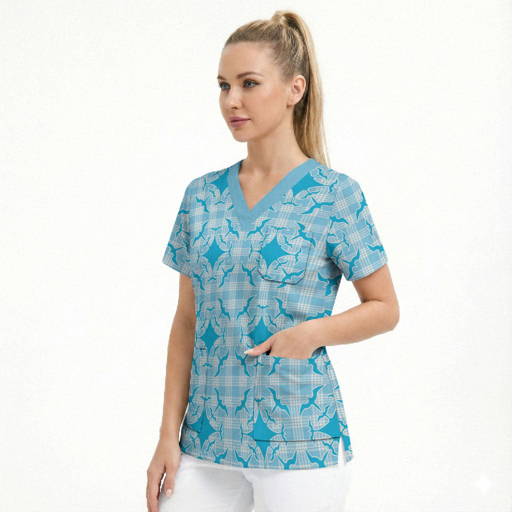 Polu Hawaii Iwa Bird Palaka Motifs Scrub Top LT14 - Polynesian Pride