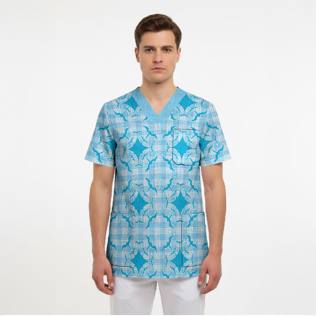 Polu Hawaii Iwa Bird Palaka Motifs Scrub Top LT14 - Polynesian Pride