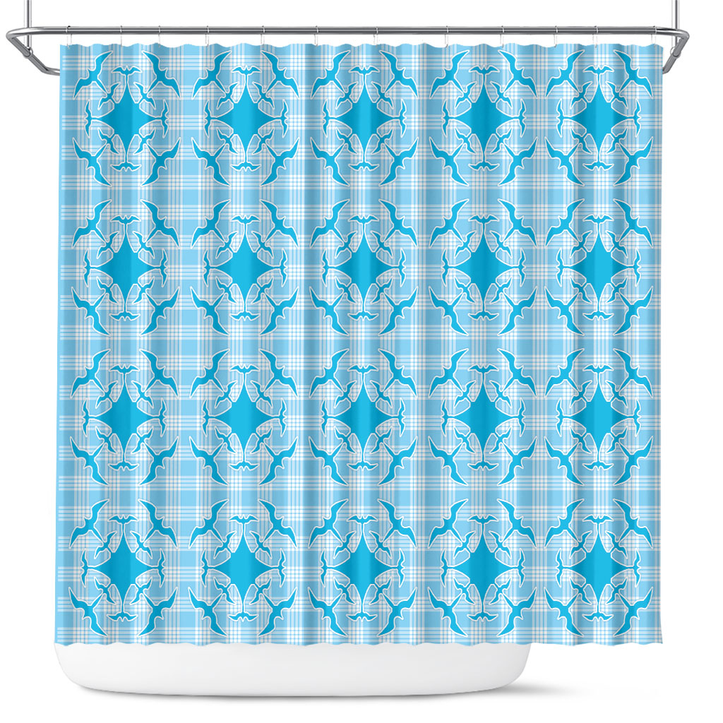 Polu Hawaii Iwa Bird Palaka Motifs Shower Curtain LT14 Blue - Polynesian Pride