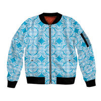 Polu Hawaii Iwa Bird Palaka Motifs Sleeve Zip Bomber Jacket LT14 Unisex Blue - Polynesian Pride
