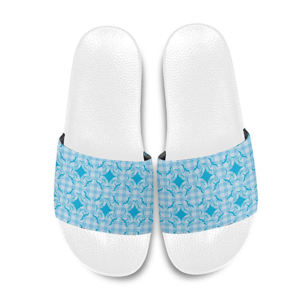 Polu Hawaii Iwa Bird Palaka Motifs Slide Sandals LT14 Blue - Polynesian Pride