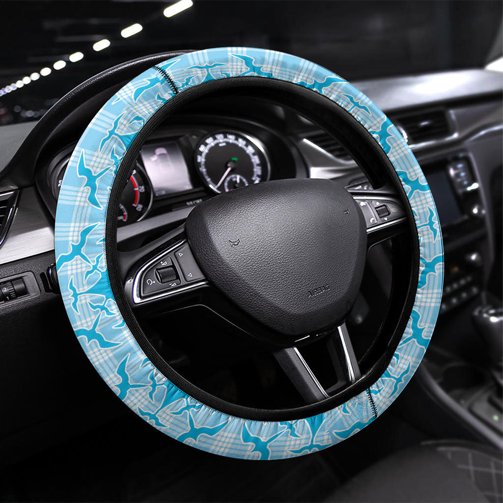 Polu Hawaii Iwa Bird Palaka Motifs Steering Wheel Cover LT14 Universal Fit Blue - Polynesian Pride