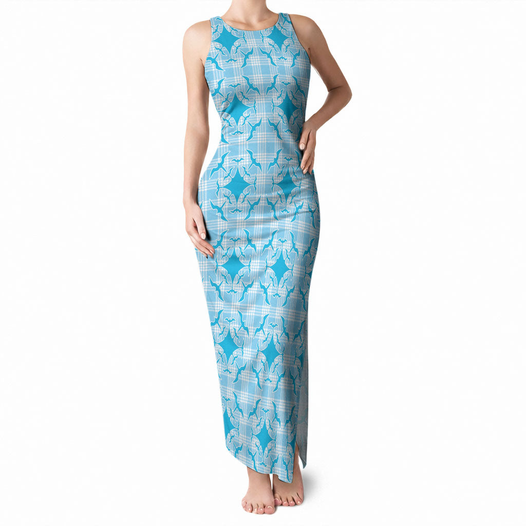 Polu Hawaii Iwa Bird Palaka Motifs Tank Maxi Dress LT14 Women Blue - Polynesian Pride