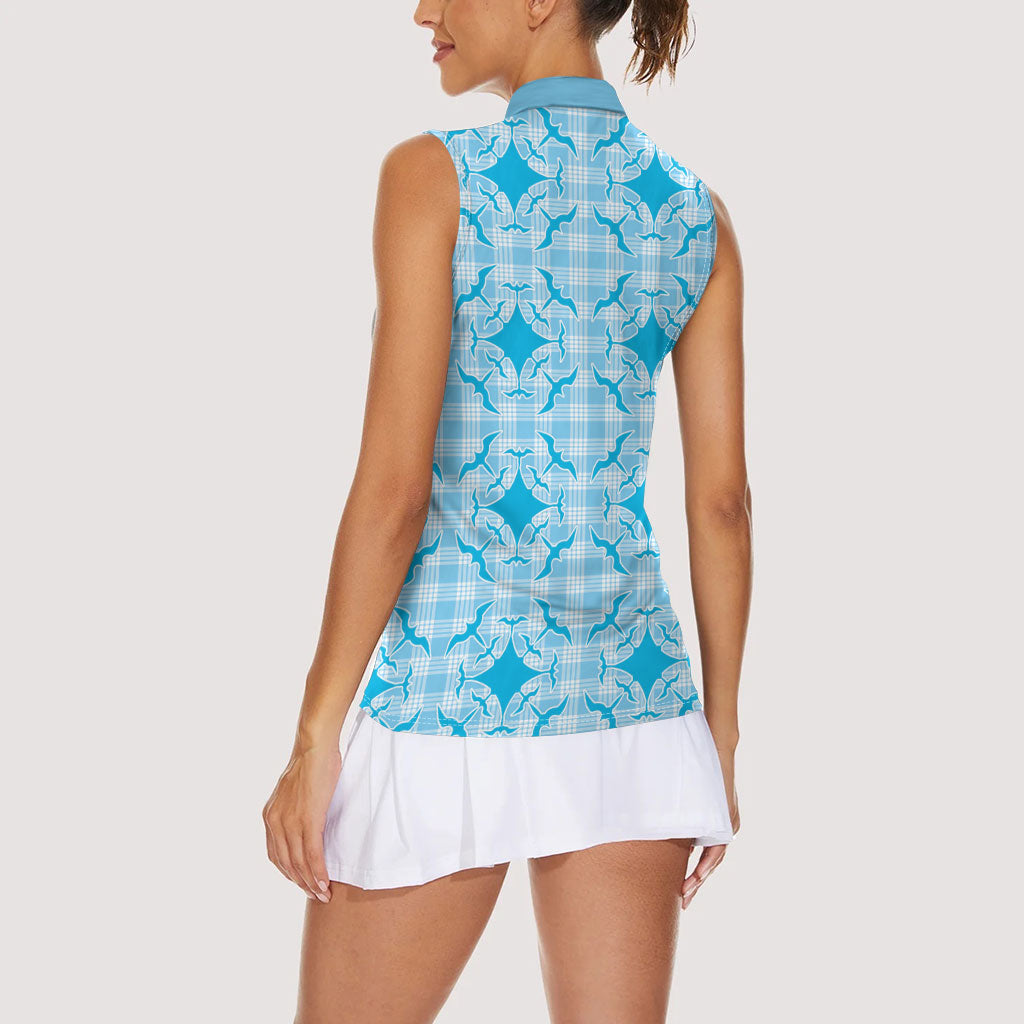 Polu Hawaii Iwa Bird Palaka Motifs Women Sleeveless Polo Shirt LT14 - Polynesian Pride