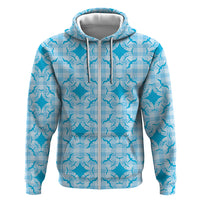 Polu Hawaii Iwa Bird Palaka Motifs Zip Hoodie LT14 Zip Hoodie Blue - Polynesian Pride