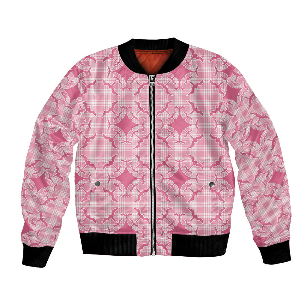 Alaka Hawaii Iwa Bird Palaka Motifs Bomber Jacket LT14 Unisex Pink - Polynesian Pride