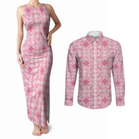 Alaka Hawaii Iwa Bird Palaka Motifs Couples Matching Tank Maxi Dress and Long Sleeve Button Shirt LT14 Pink - Polynesian Pride