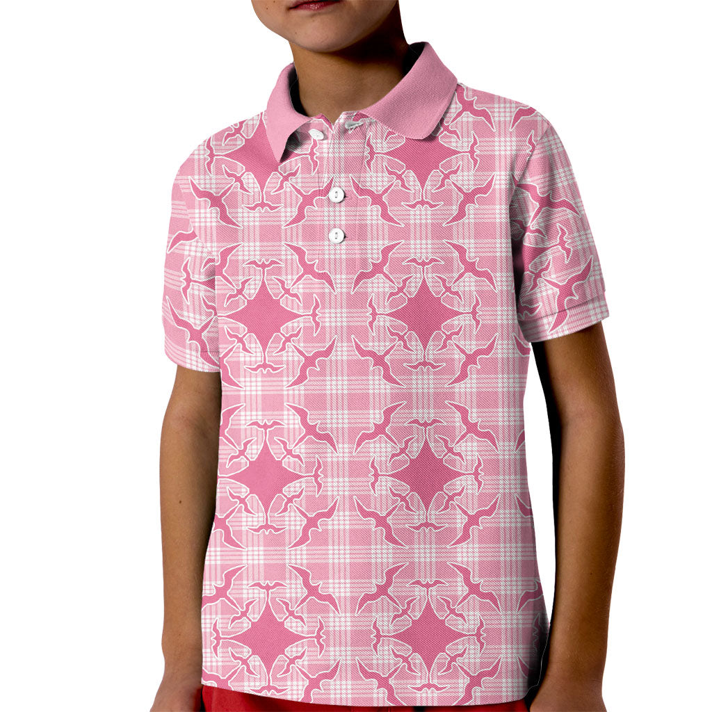 Alaka Hawaii Iwa Bird Palaka Motifs Kid Polo Shirt LT14 Kid Pink - Polynesian Pride