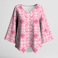 Alaka Hawaii Iwa Bird Palaka Motifs Kimono Sleeve Blouse LT14 Female Pink - Polynesian Pride