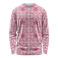 Alaka Hawaii Iwa Bird Palaka Motifs Long Sleeve Shirt LT14 Unisex Pink - Polynesian Pride