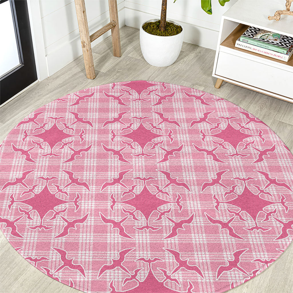 Alaka Hawaii Iwa Bird Palaka Motifs Round Carpet LT14 Pink - Polynesian Pride