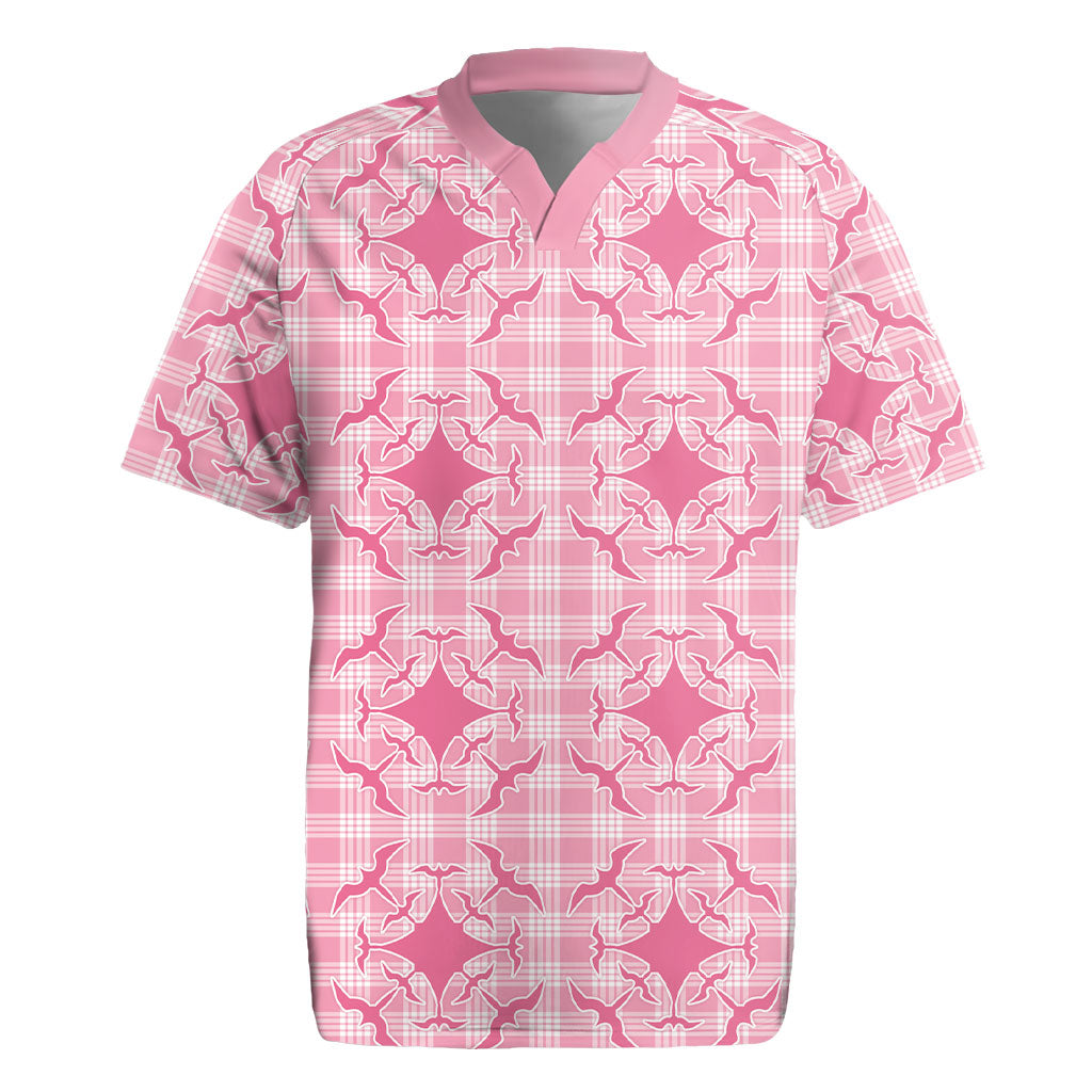 Alaka Hawaii Iwa Bird Palaka Motifs Rugby Jersey LT14 Pink - Polynesian Pride