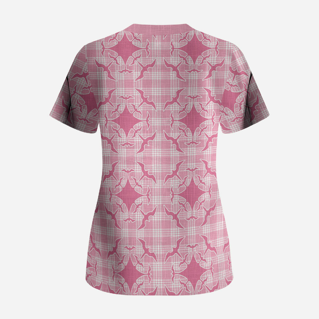 Alaka Hawaii Iwa Bird Palaka Motifs Scrub Top LT14 - Polynesian Pride