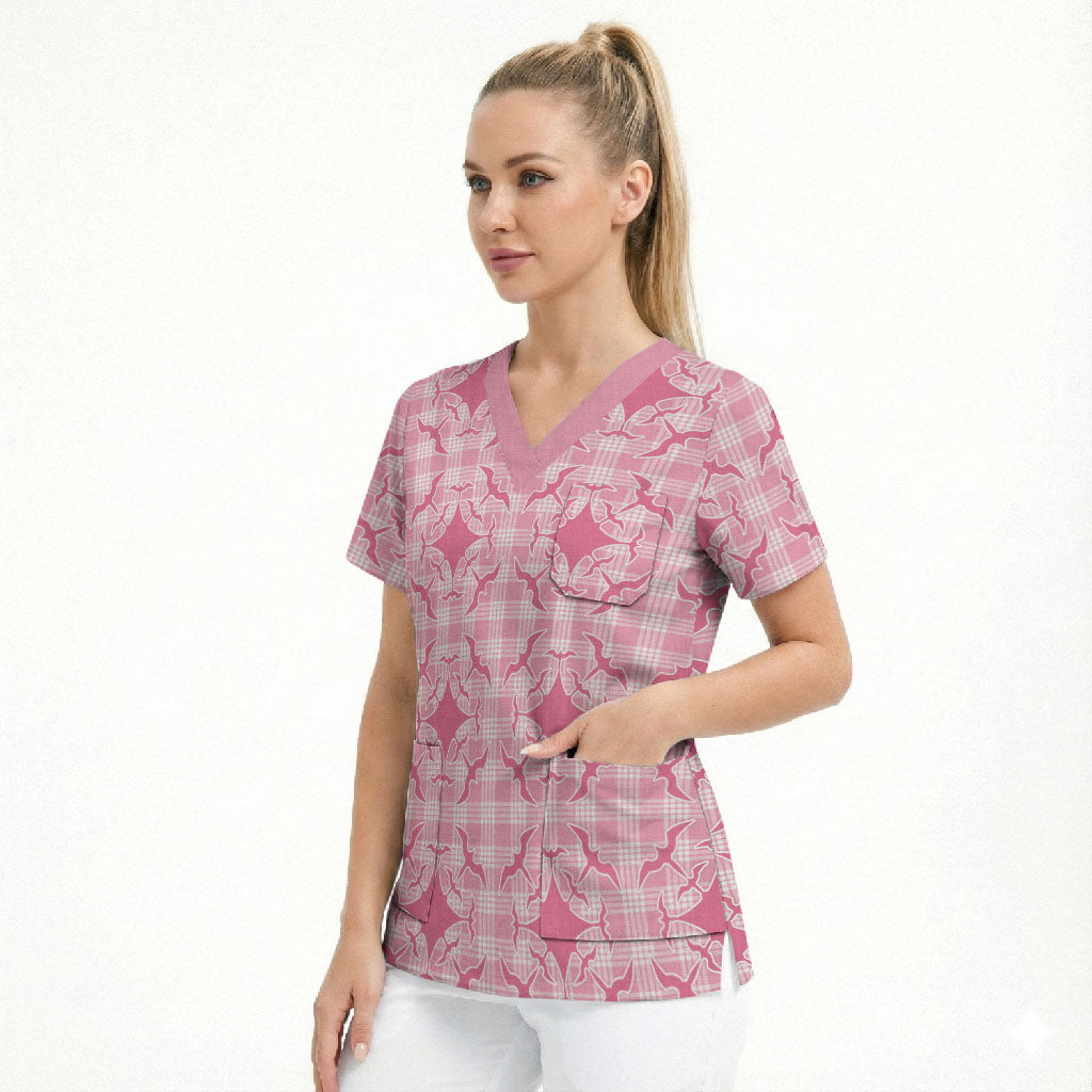 Alaka Hawaii Iwa Bird Palaka Motifs Scrub Top LT14 - Polynesian Pride